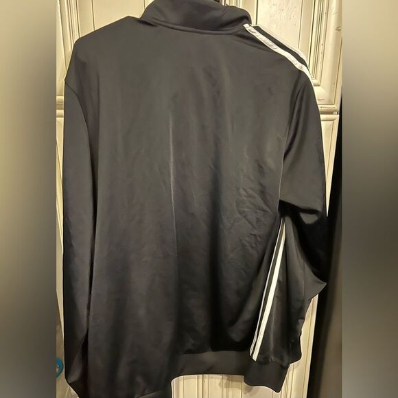 Adidas Men's Black Zip Front Jacket White Stripes Pockets Size XL - Picture 9 of 10